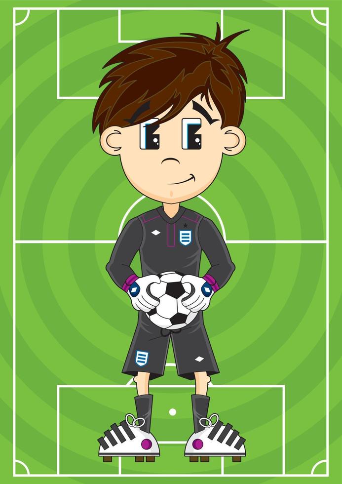 schattig tekenfilm Amerikaans voetbal voetbal doelman Aan toonhoogte - sport- illustratie vector