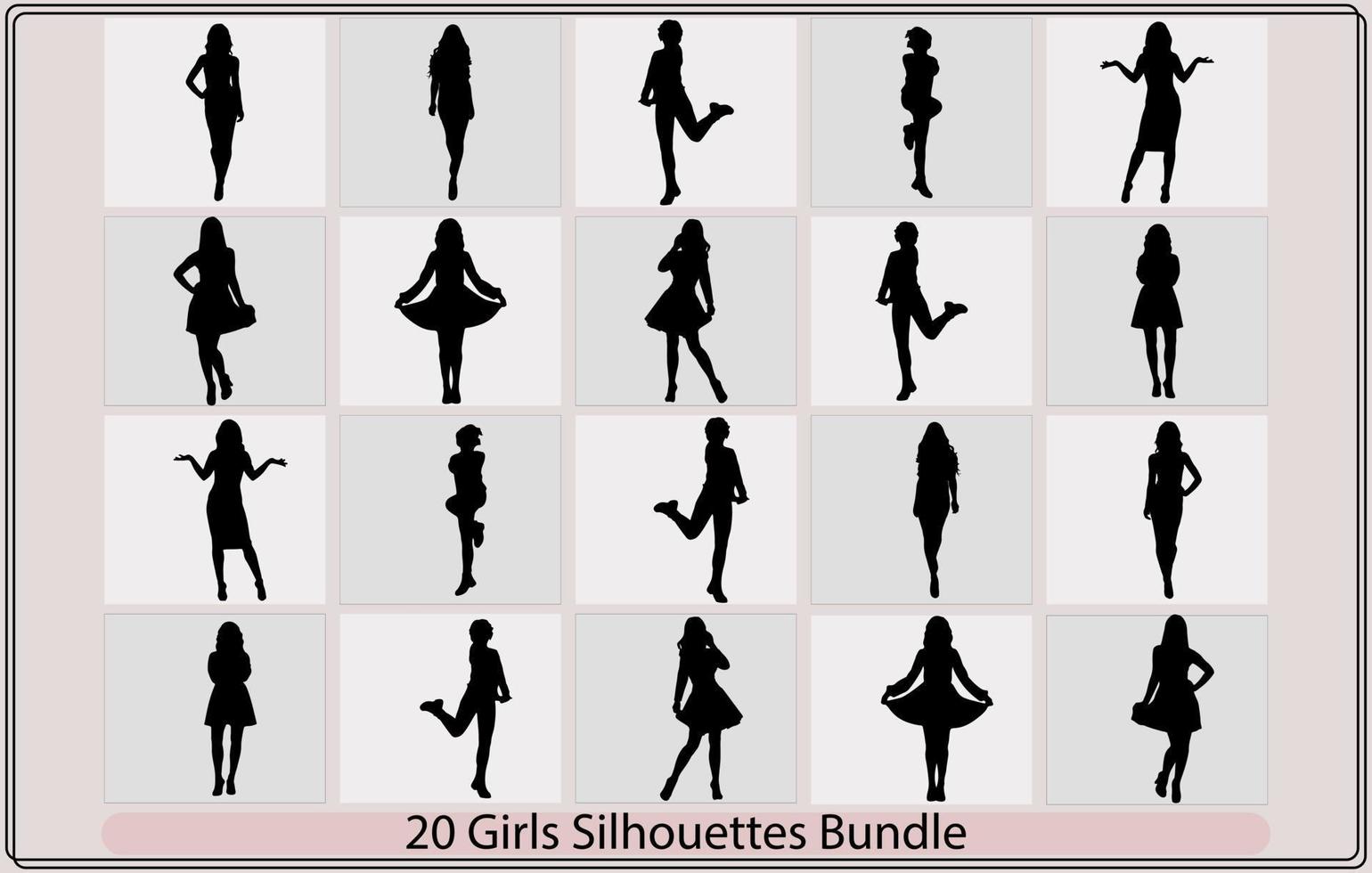 silhouet van een meisje, vector zwart silhouetten van mooi vrouwen vrouwen, groep van silhouetten,