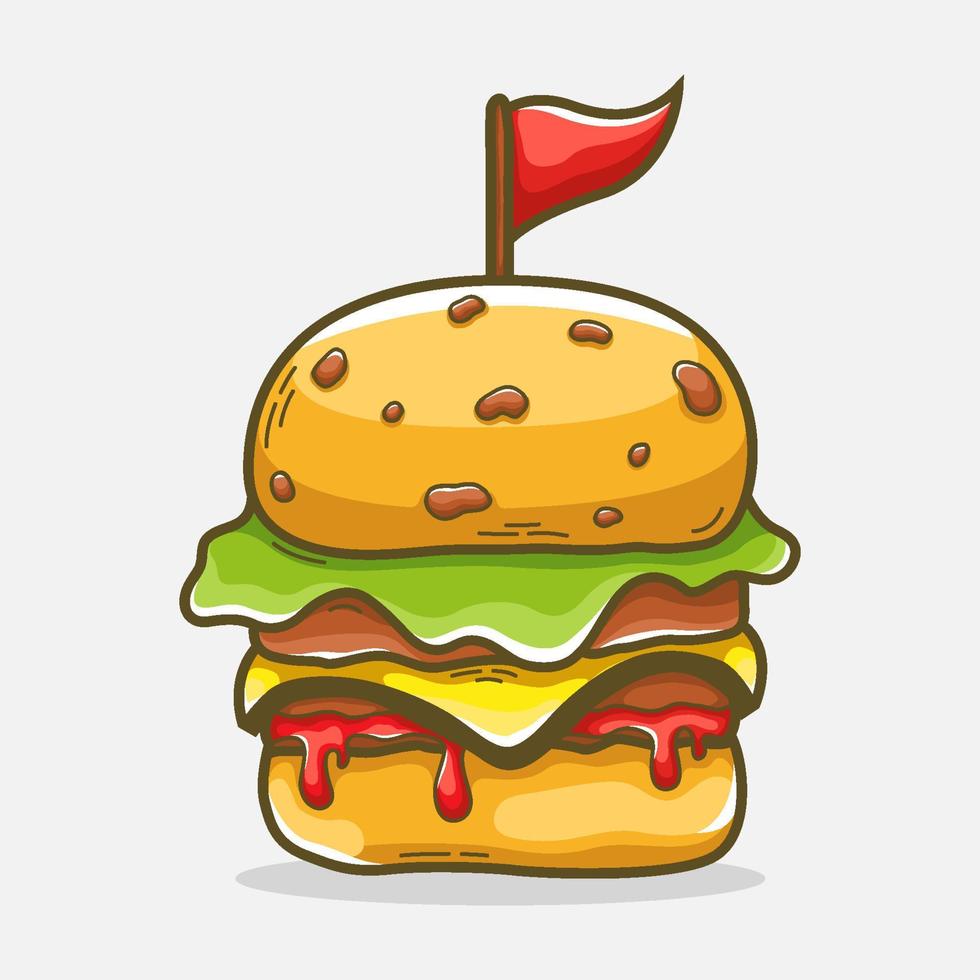 hand- getrokken heerlijk Hamburger illustratie vector