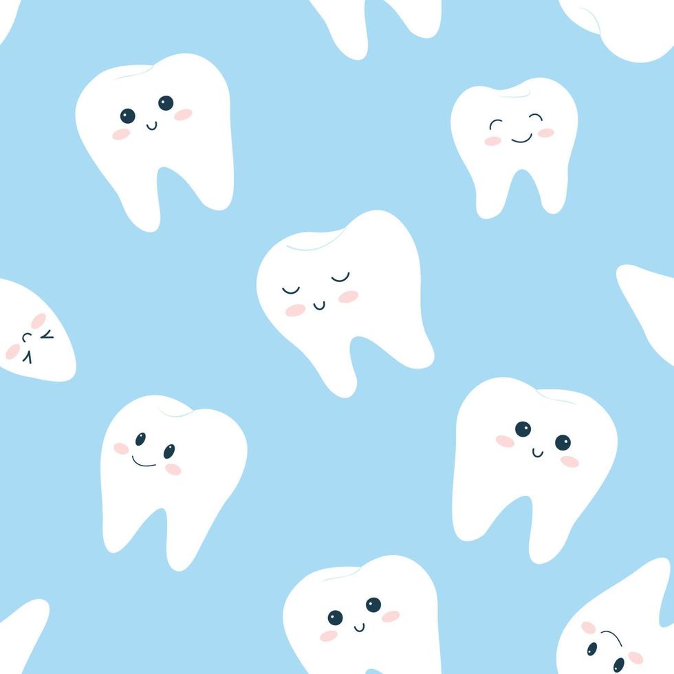 schattig naadloos patroon met wit glimlachen tanden vector