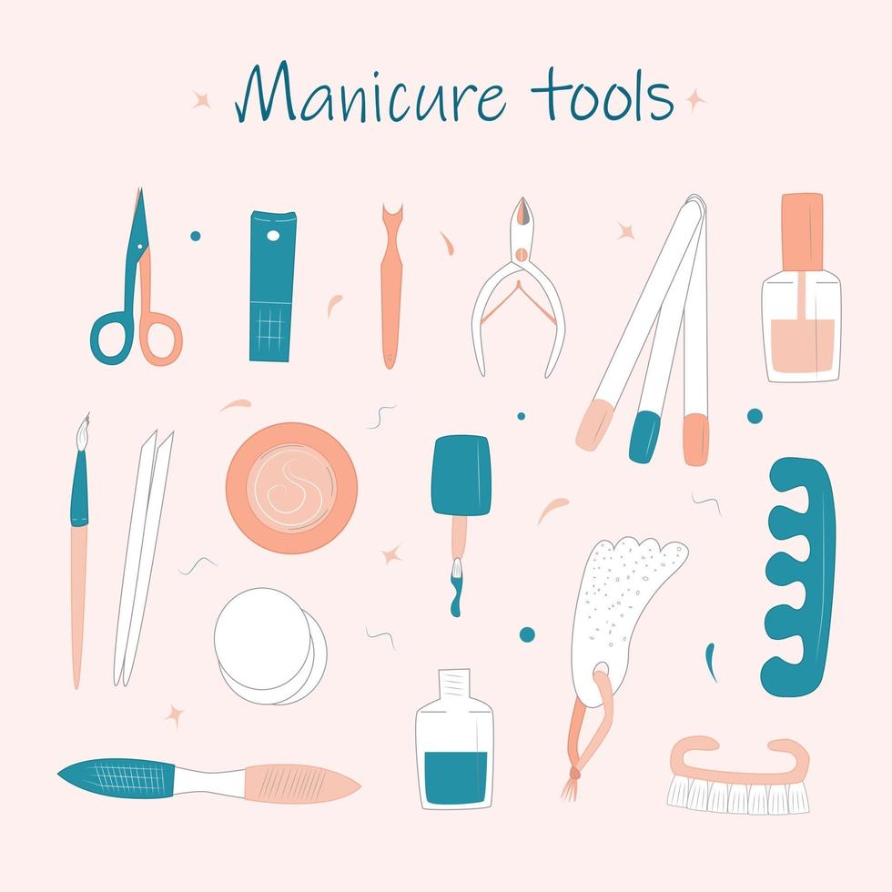 vector set manicure tools