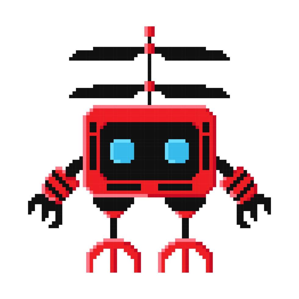 pixel kunst schattig rood tekenfilm robots geïsoleerd Aan wit achtergrond vector