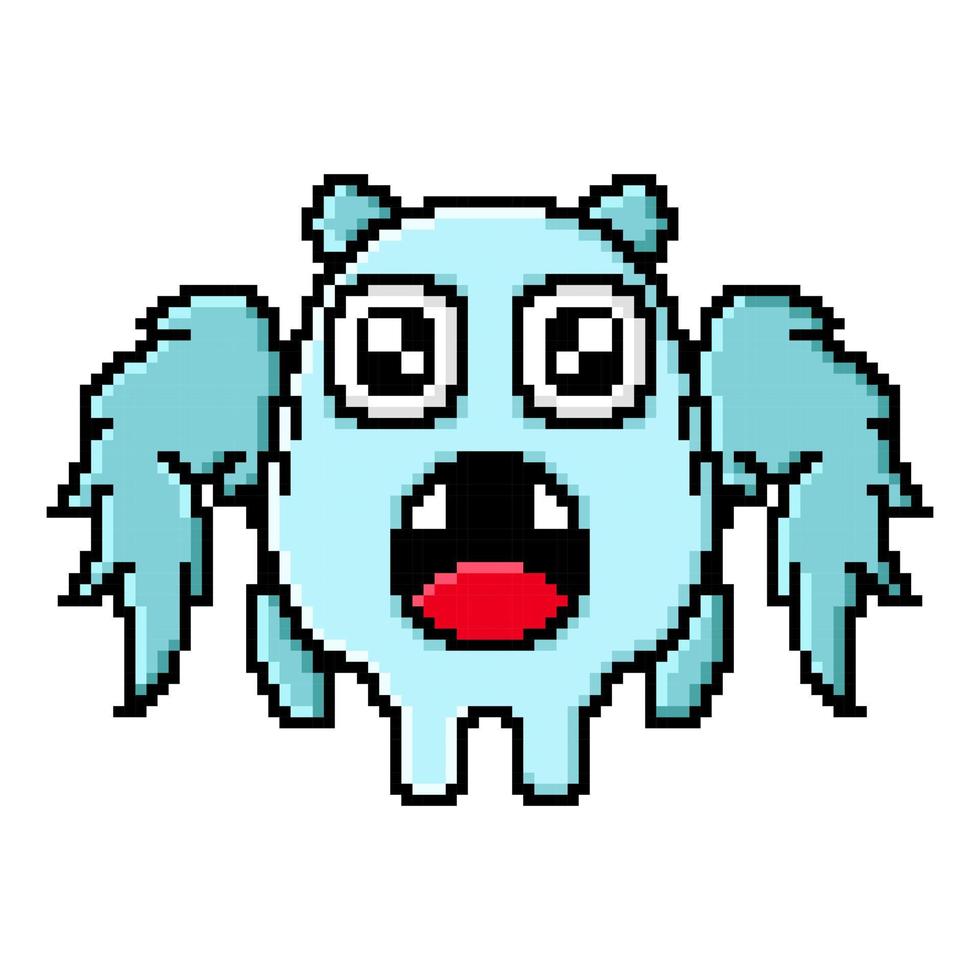 pixel kunst schattig vliegend monster ontwerp mascotte kawaii vector