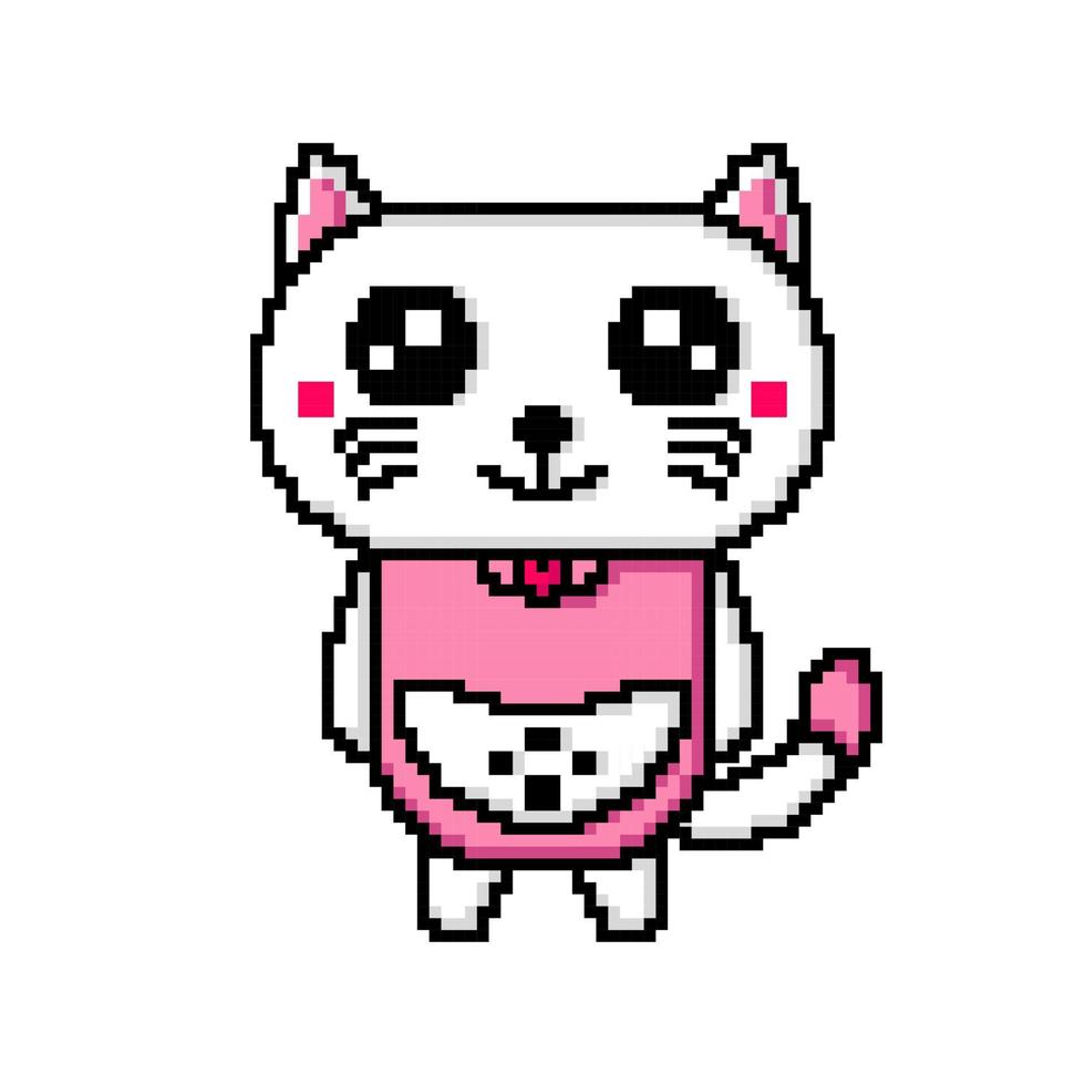 schattig pixel kunst kat illustratie ontwerp vector