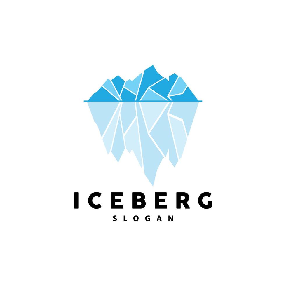 ijsberg logo, antarctisch bergen vector in ijs blauw kleur, natuur ontwerp, Product merk illustratie sjabloon icoon