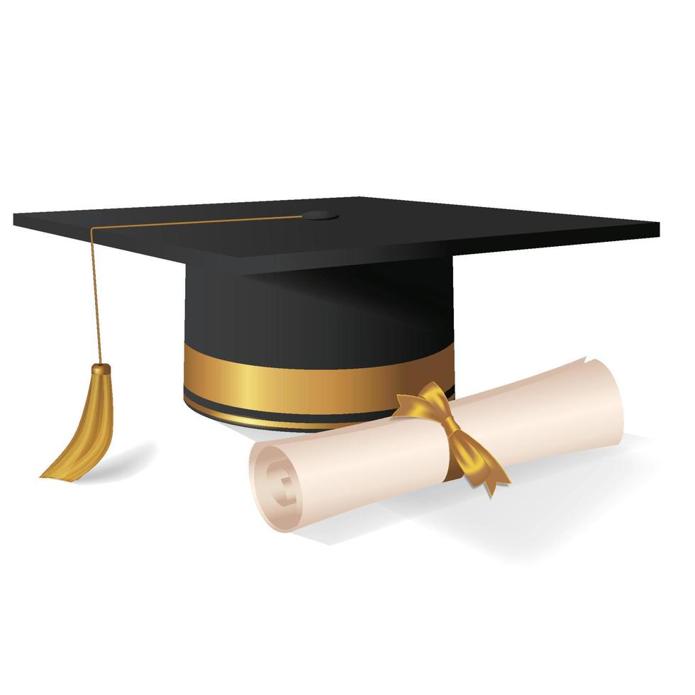 vector bachelor opleiding hoed met diploma
