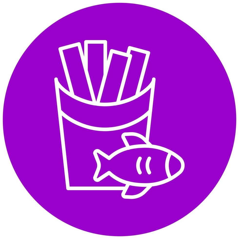 vis en chips icoon stijl vector