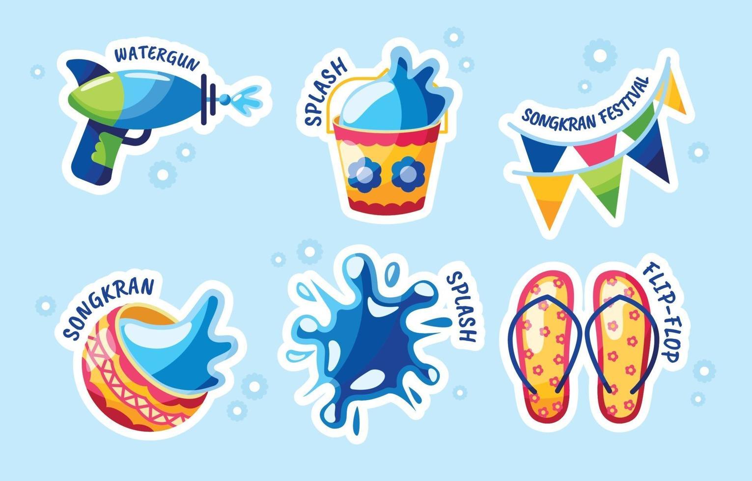 songkran stickercollectie vector