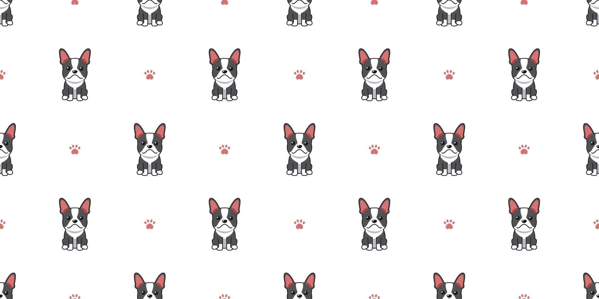 vector cartoon karakter boston terrier hond naadloze patroon achtergrond