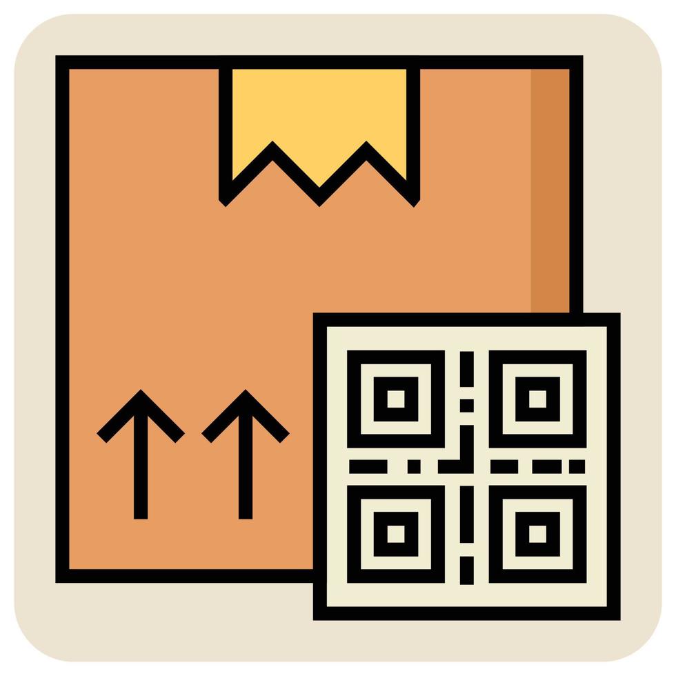 gevulde kleur schets icoon voor qr code doos. vector