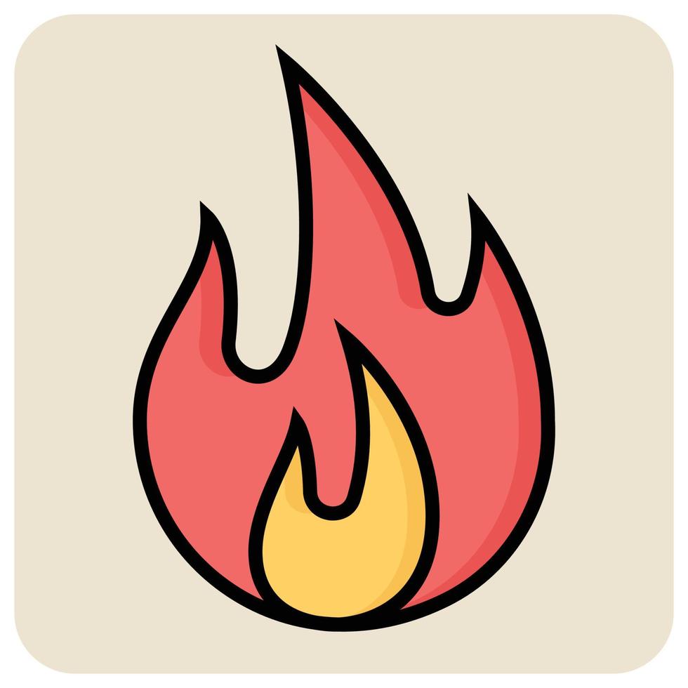 gevulde kleur schets icoon voor brand vlam. vector