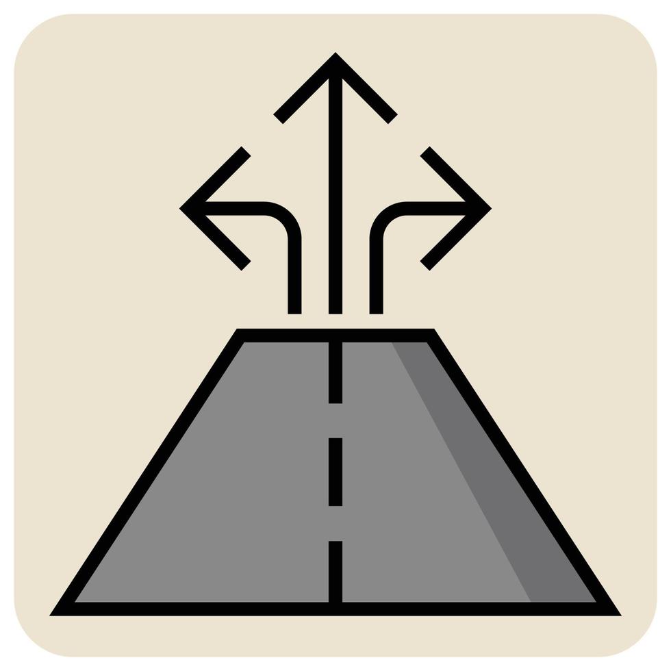 gevulde kleur schets icoon voor weg routebeschrijving. vector