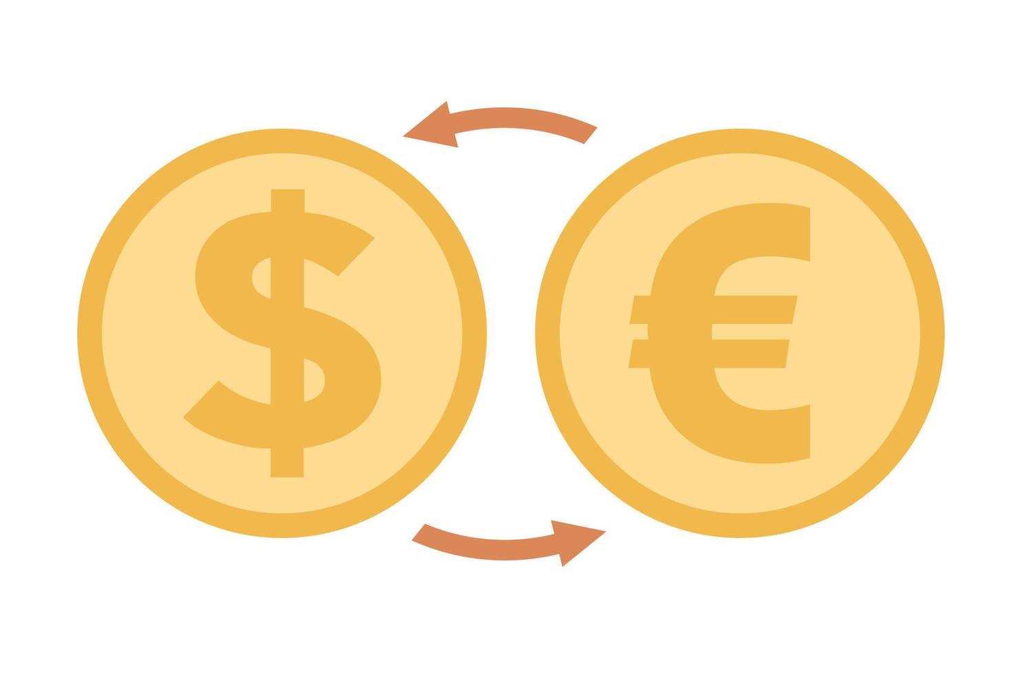 valuta uitwisseling icoon. geld conversie. euro naar dollar teken. vector vlak illustratie
