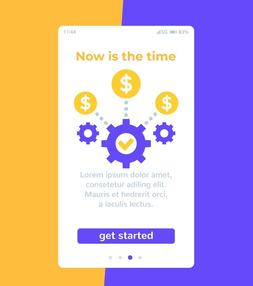 financiële zakelijke app, mobiel ui-ontwerp, vector