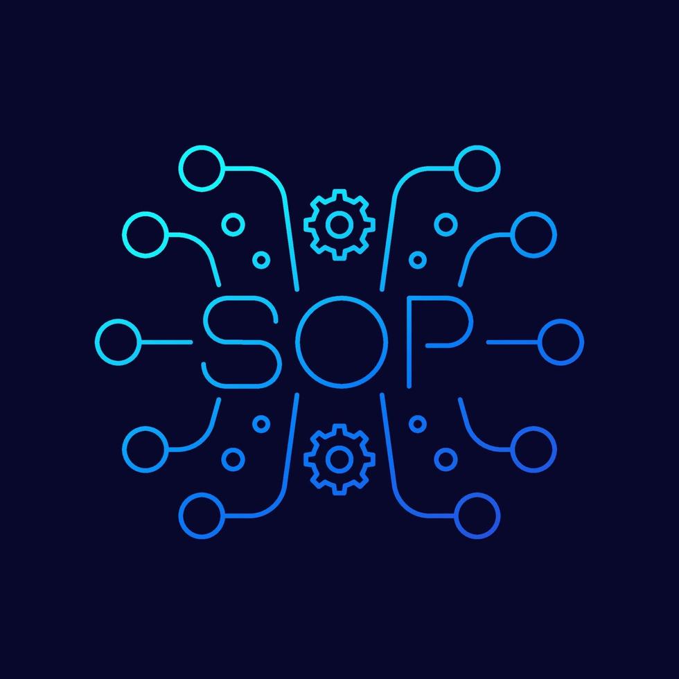 SOP-pictogram, standaard werkprocedure, lineair ontwerp vector