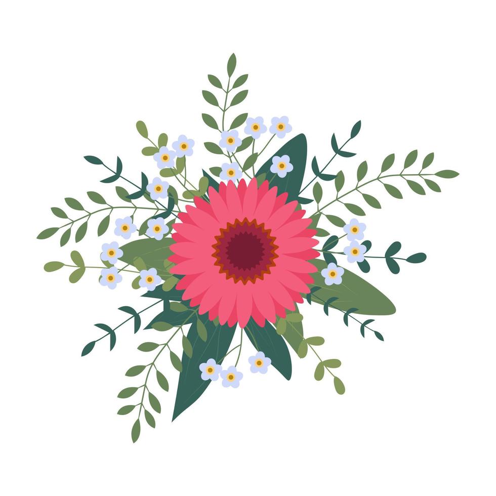bloem arrangement geïsoleerd Aan achtergrond. vlak illustratie. perfect voor kaarten, uitnodigingen, decoraties, logo, divers ontwerpen vector