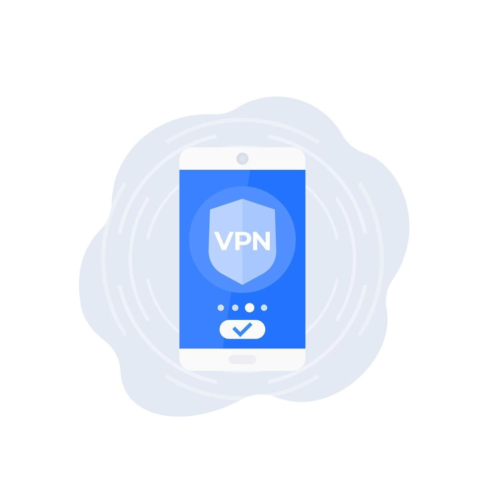 vpn, vector pictogram met slimme telefoon