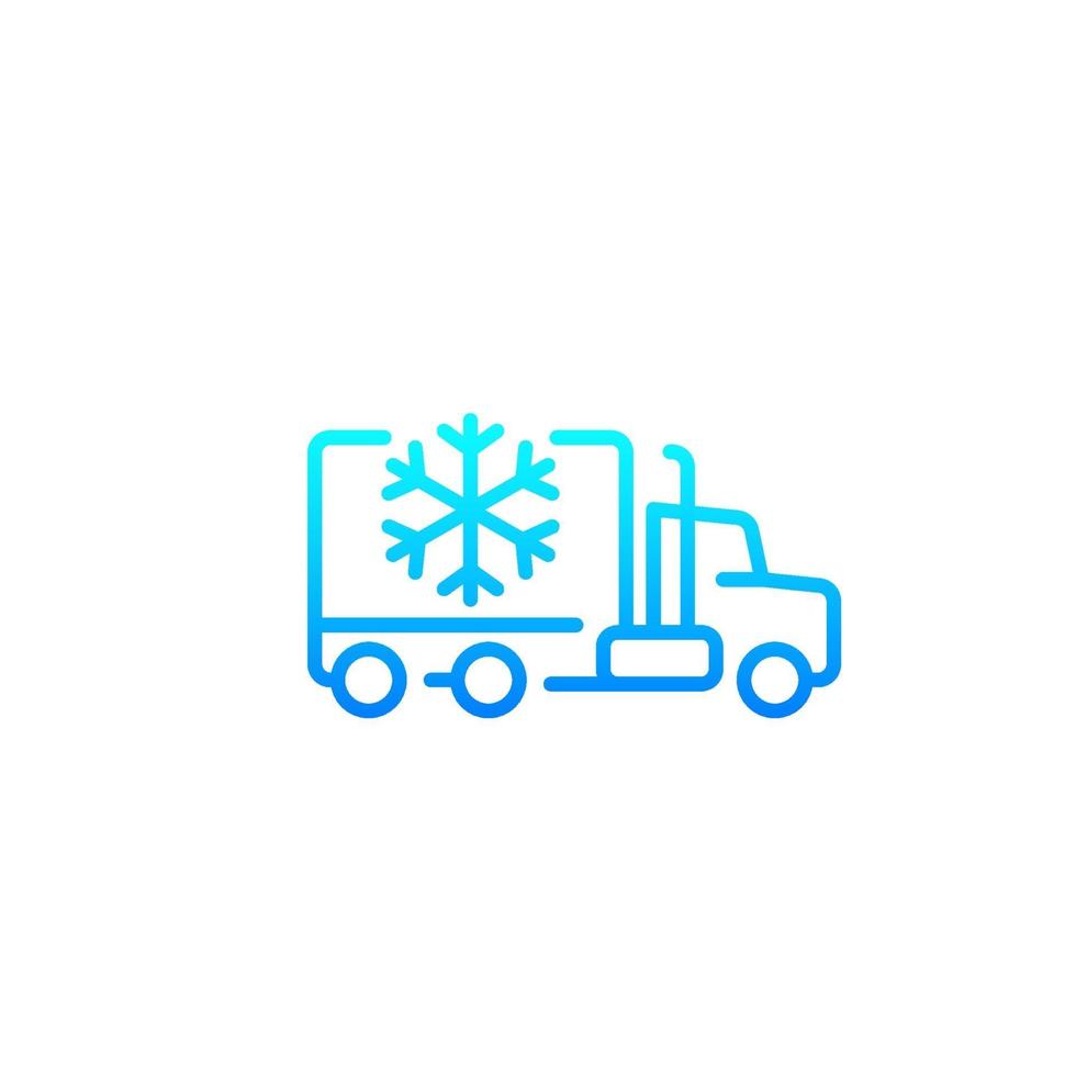 koelkast vrachtwagen pictogram, lijn vector