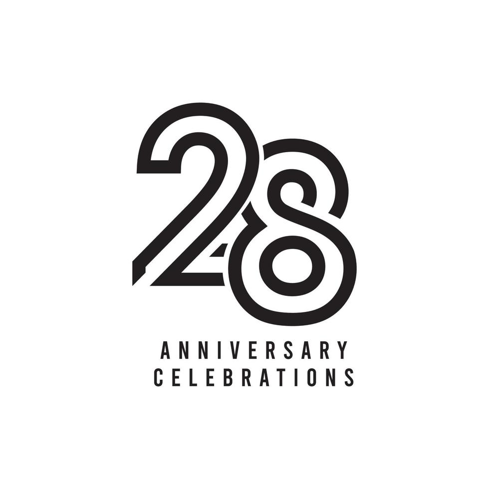 28 jaar verjaardag viering vector sjabloon ontwerp illustratie