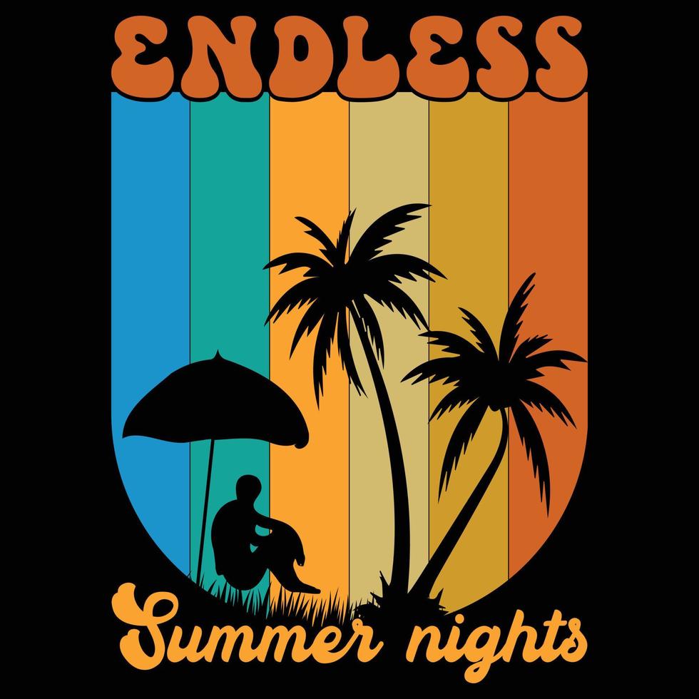 eindeloos zomer nachten t-shirt ontwerp vector