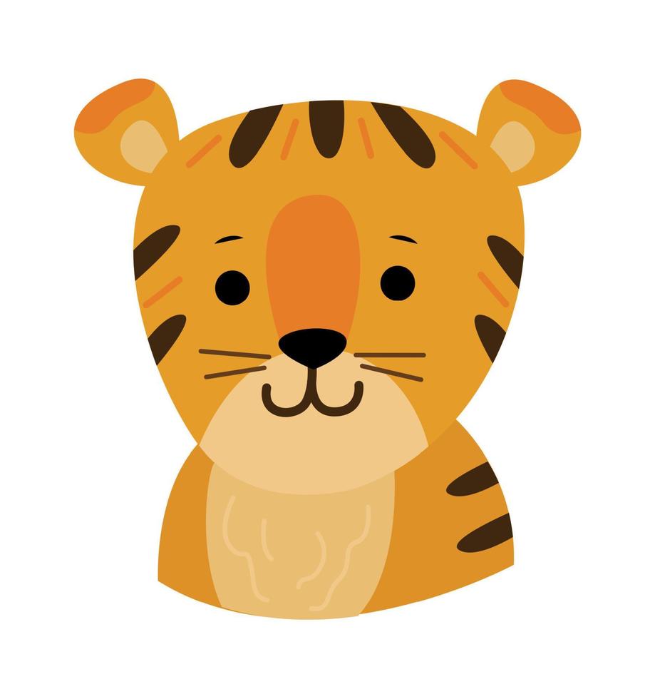 schattig tijger glimlacht. tijger hoofd vector