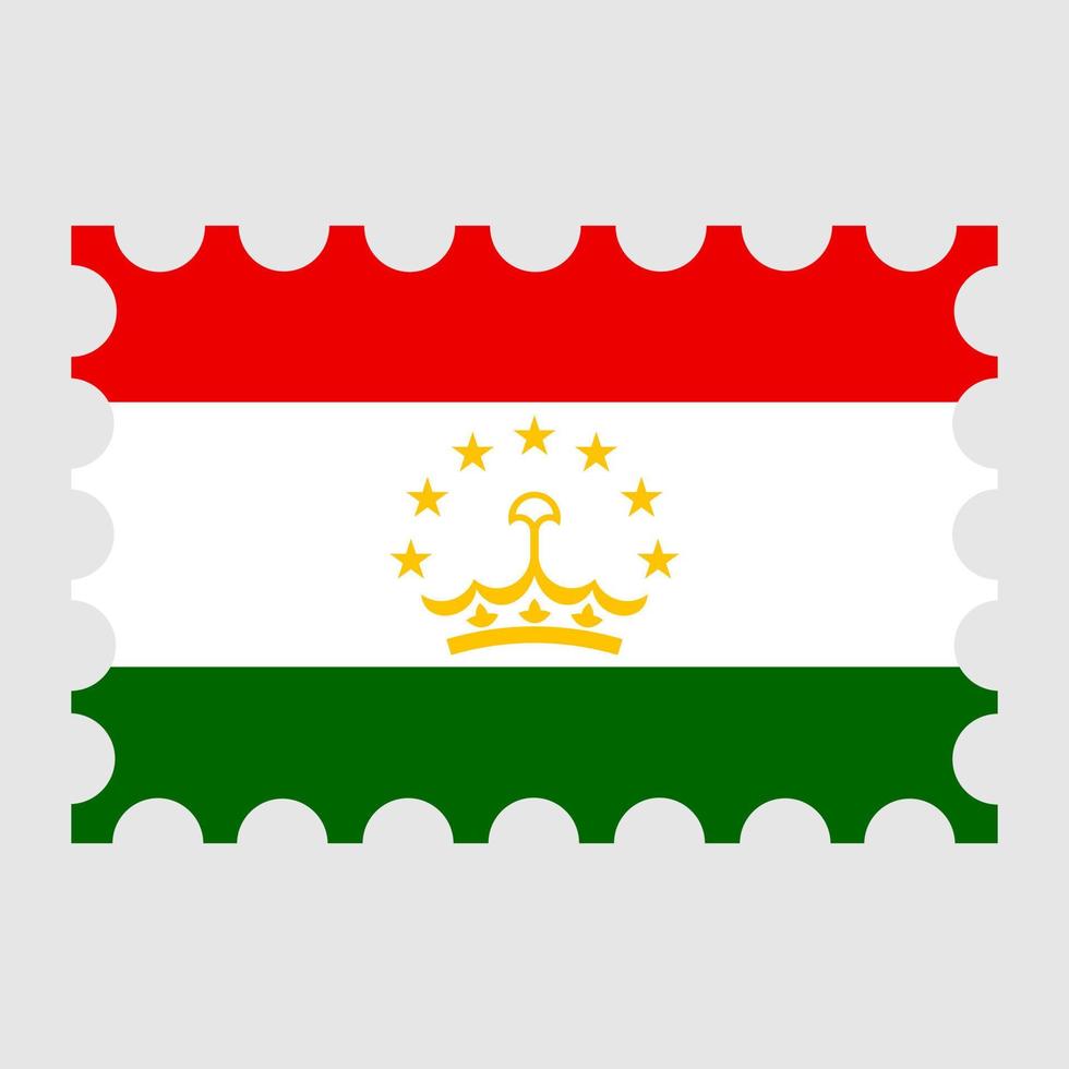 port postzegel met Tadzjikistan vlag. vector illustratie.