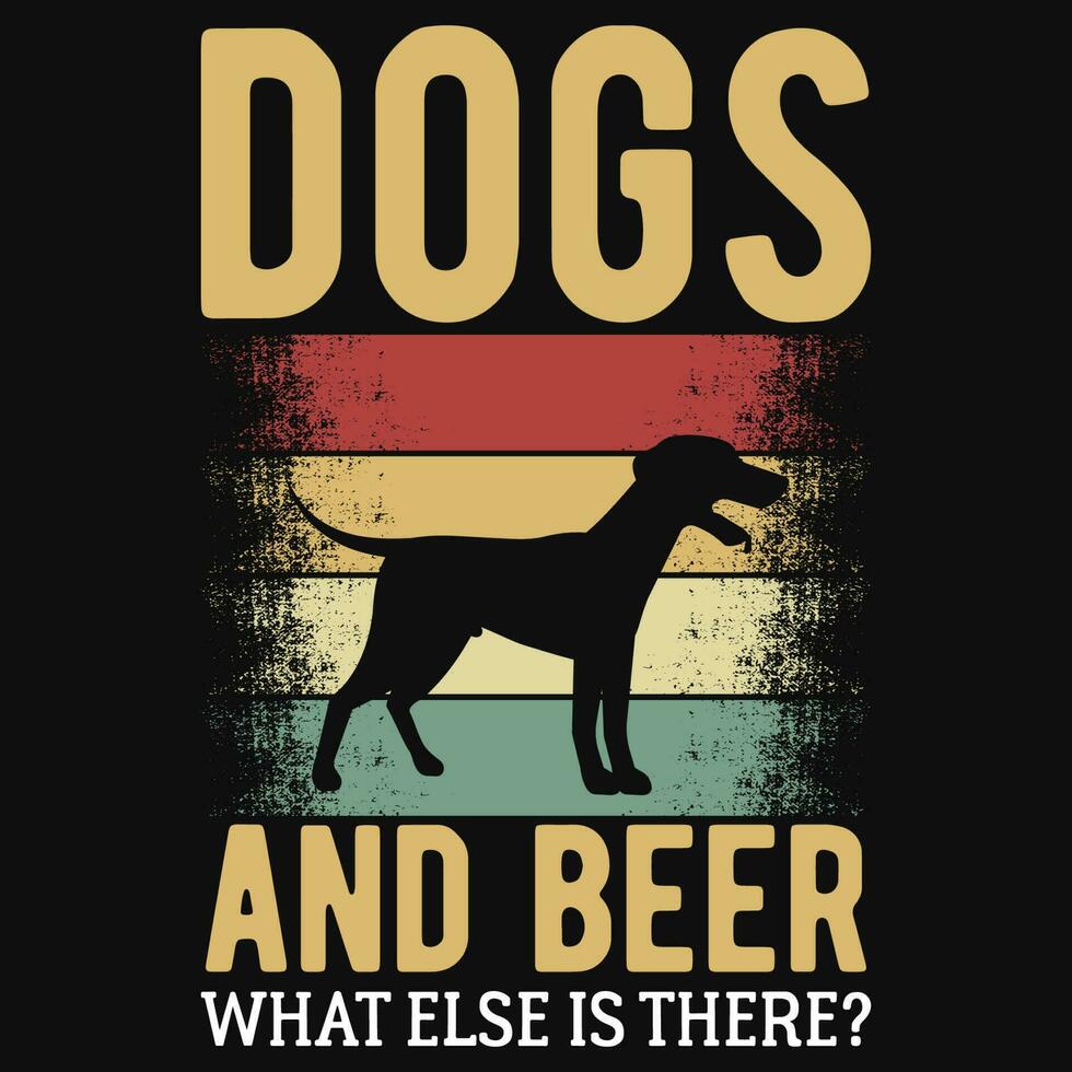 honden en bier jaargangen t-shirt ontwerp vector