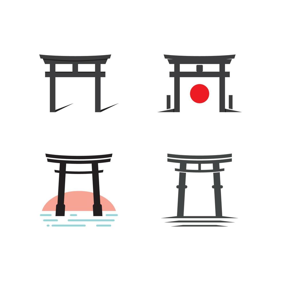 Japans torii poort logo ontwerp vector illustratie sjabloon