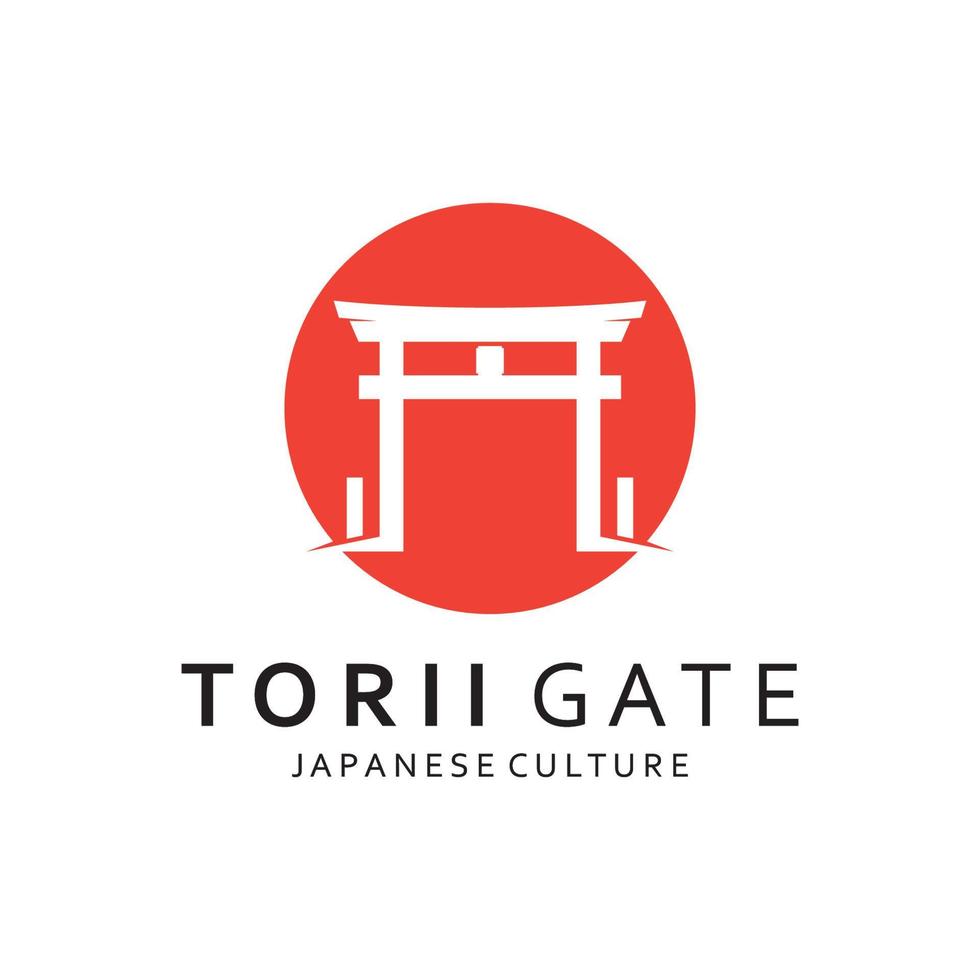 Japans torii poort logo ontwerp vector illustratie sjabloon