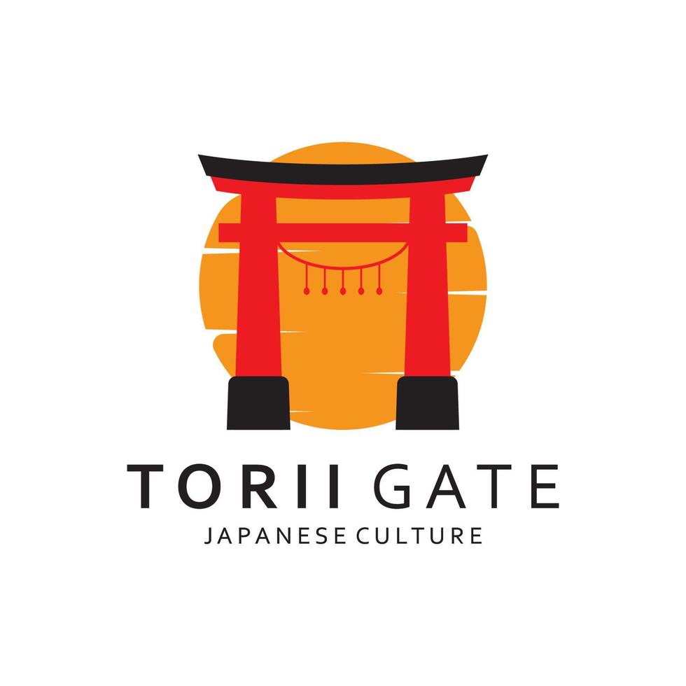 Japans torii poort logo ontwerp vector illustratie sjabloon