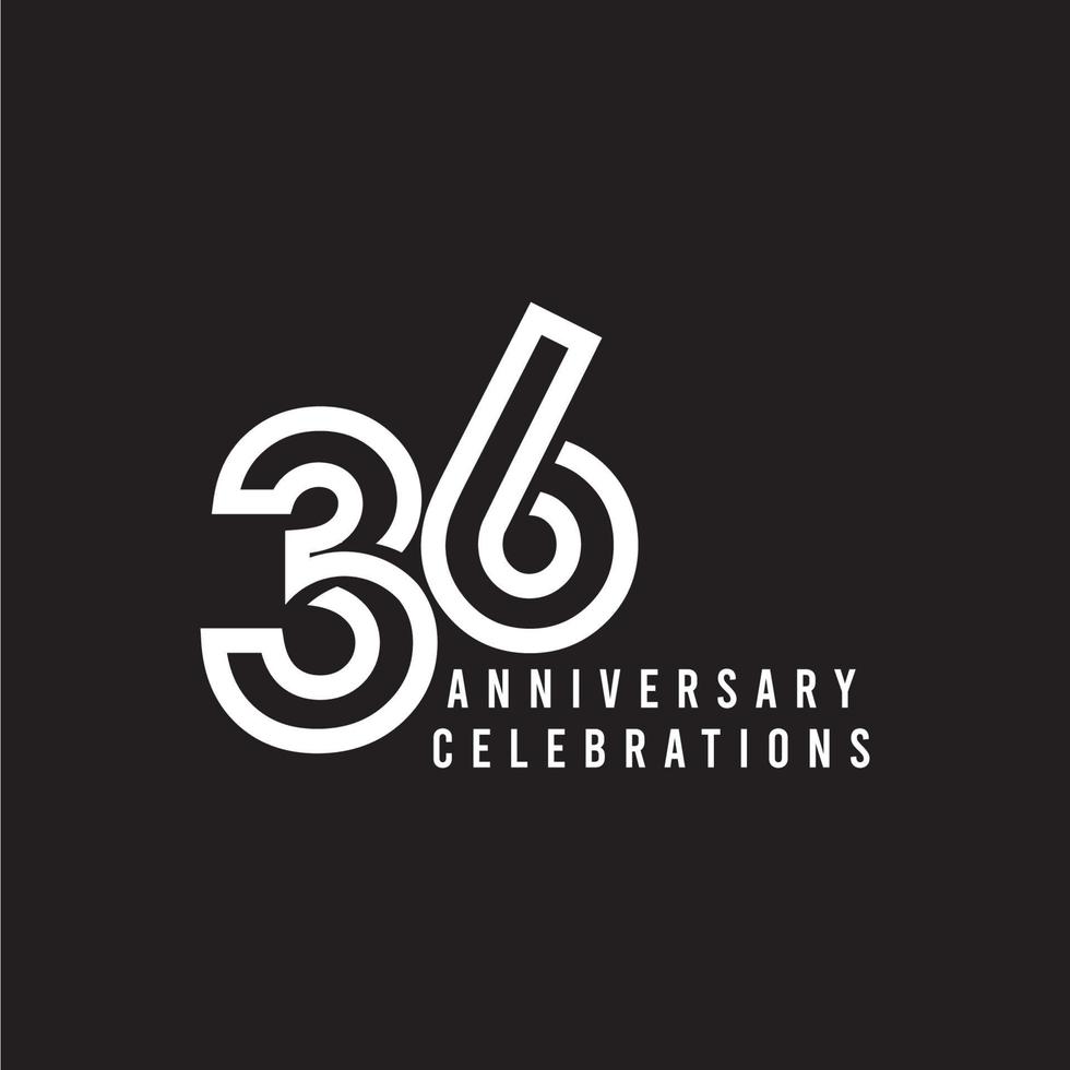 36 jaar verjaardag viering vector sjabloon ontwerp illustratie