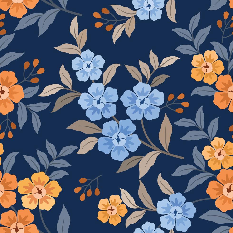 kleurrijke hand tekenen bloemen naadloos patroon vector