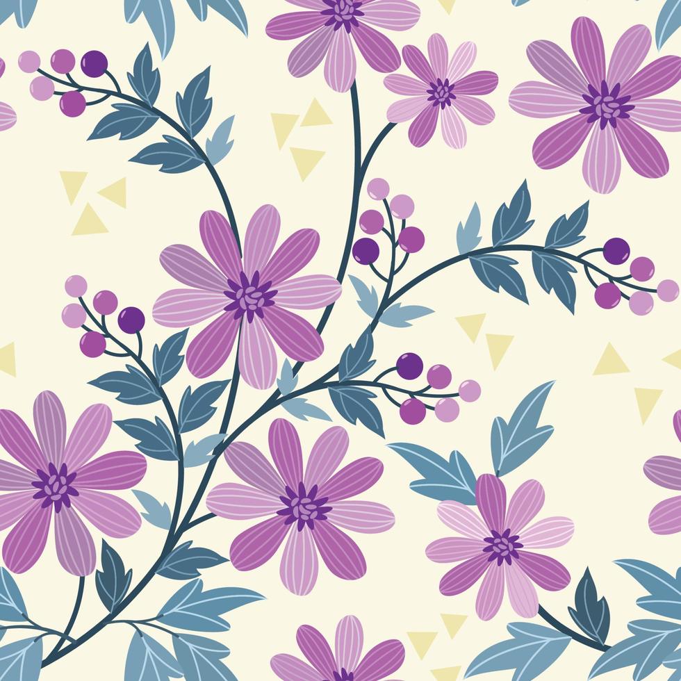 schattig roze en Purper bloemen naadloos patroon. vector