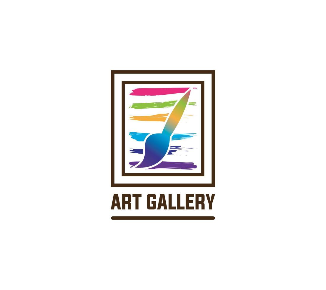 kunst galerij logo of icoon vector illustratie. kleur schilderijen embleem met verf borstel en lijnen.