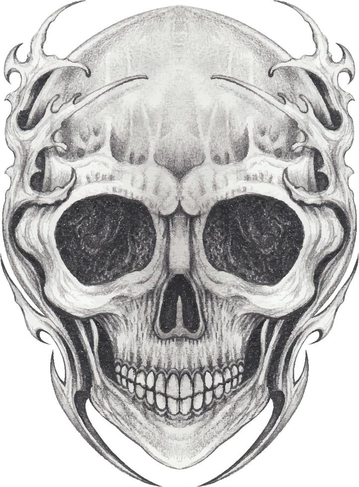 kunst surrealistische schedel tatoeëren. hand- tekening en maken grafisch vector. vector