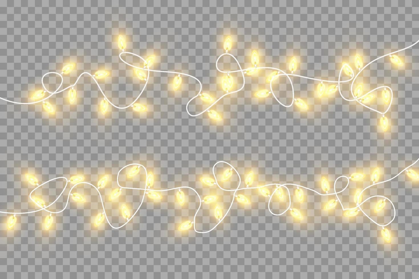 Kerstmis slinger geïsoleerd. gloeiend geel licht bollen. vector