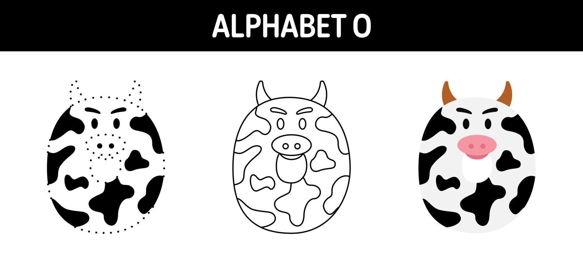 alfabet O traceren en kleur werkblad voor kinderen vector