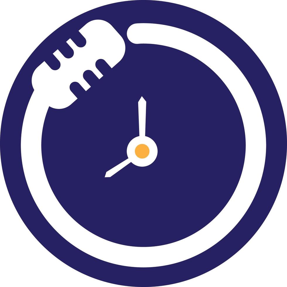 podcast tijd vector logo ontwerp sjabloon. mic klok vector logo ontwerp icoon.