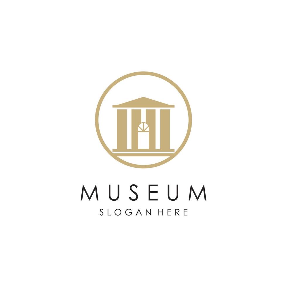 museum logo sjabloon met minimalistische en modern concept vector