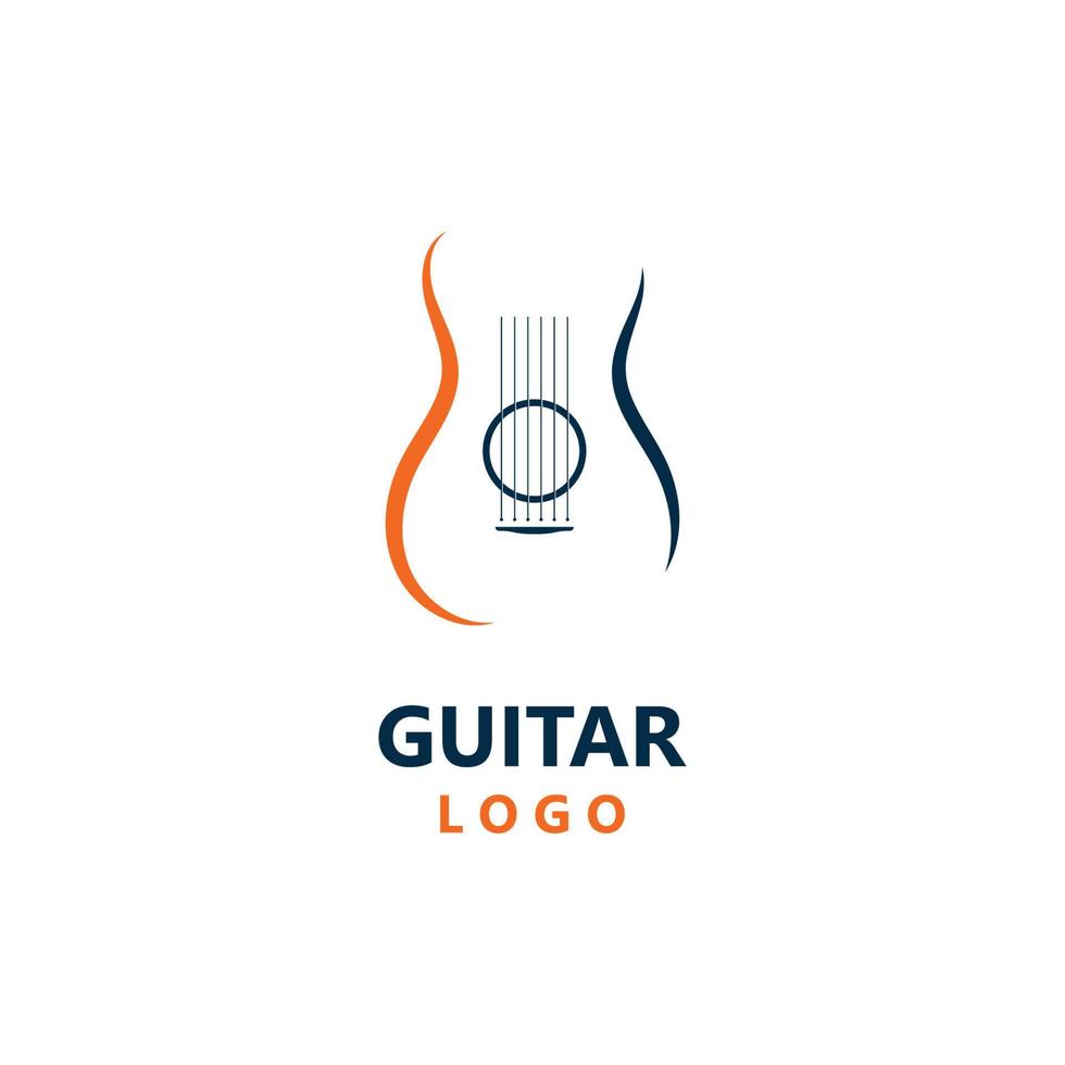 gitaar musical instrument logo sjabloon met gemakkelijk vorm geven aan. vector