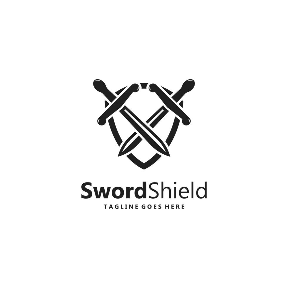 zwaard en schild logo ontwerp. vector