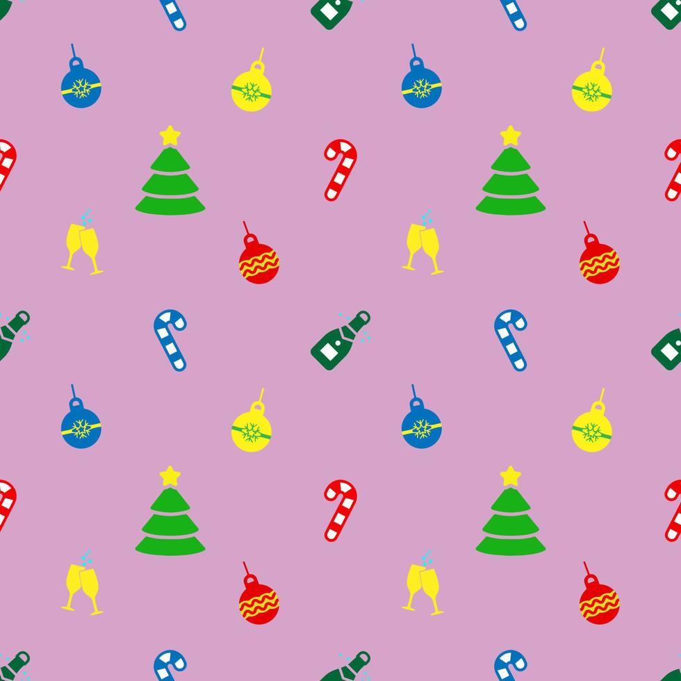 gelast patroon met nieuw jaar viering pictogrammen en Kerstmis symbolen. vector