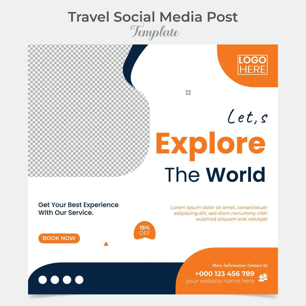 onderzoeken tour en reizen sociaal media post en plein folder post banier sjabloon ontwerp vector