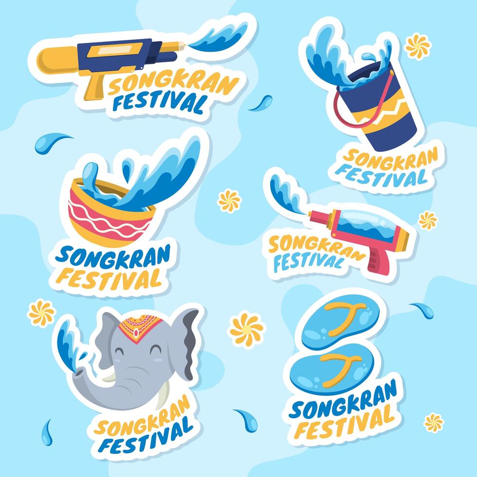 songkran feest sticker decorontwerp vector