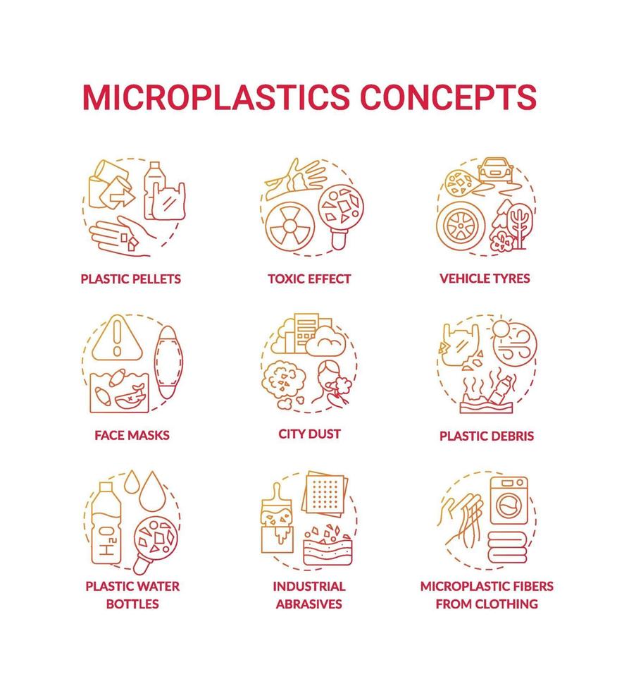 microplastics concept pictogrammen instellen vector