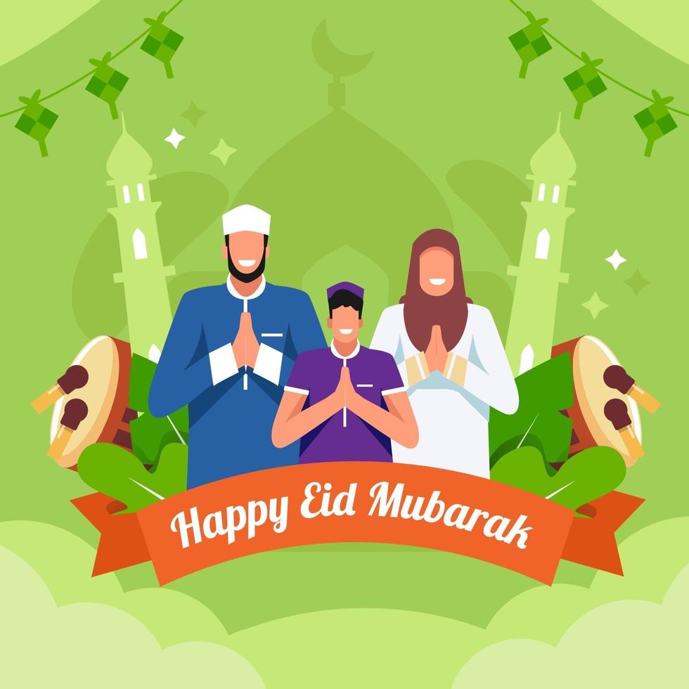 gelukkig eid mubarak-ontwerp vector