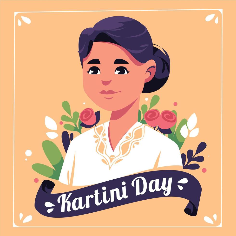 kartini-dagillustratie met vrouwen die kartini vertegenwoordigen vector