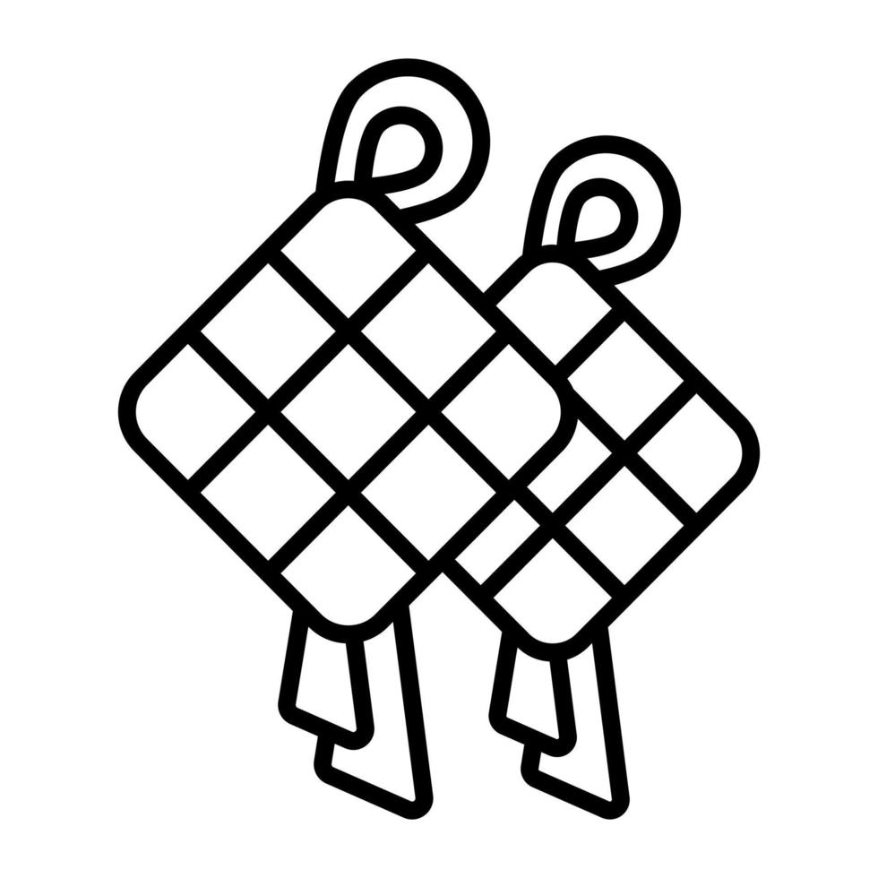 voorzichtig bewerkte vector ontwerp van ketupat in bewerkbare stijl, premie icoon