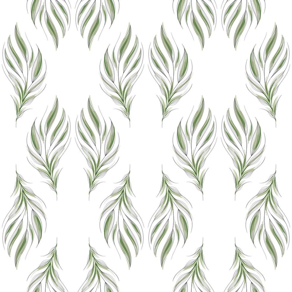 modern naadloos bloemen patroon, hand geschilderd groen bladeren Aan een wit achtergrond. een elegant sjabloon voor modieus afdrukken, afdrukken, website ontwerp. vector