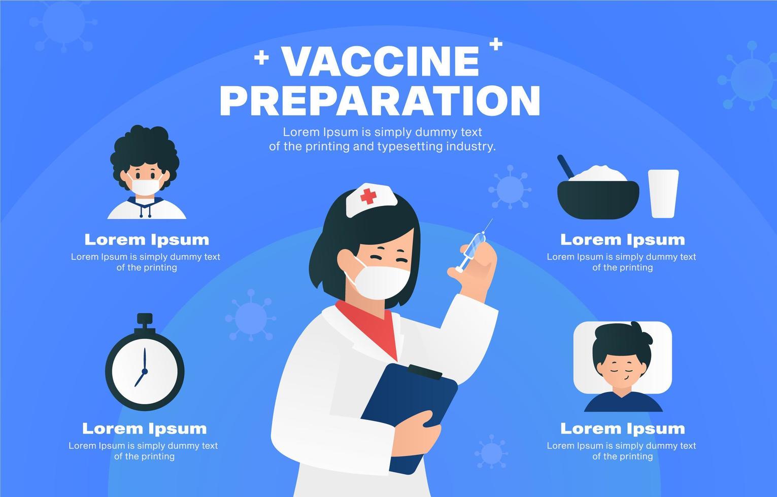 vaccin voorbereiding stap infographic sjabloon vector
